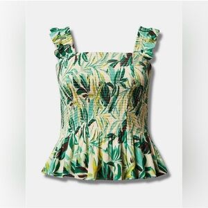 NWT TORRID Peplum Washable Crinkle Gauze Smocked Tank Top